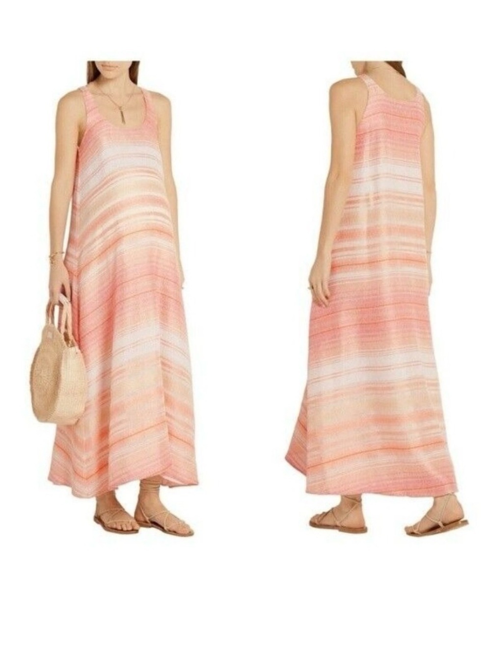 Hatch Coral Stripe Maxi flowy Dress maternity scoop neck vibrant tuckernuck 1/S